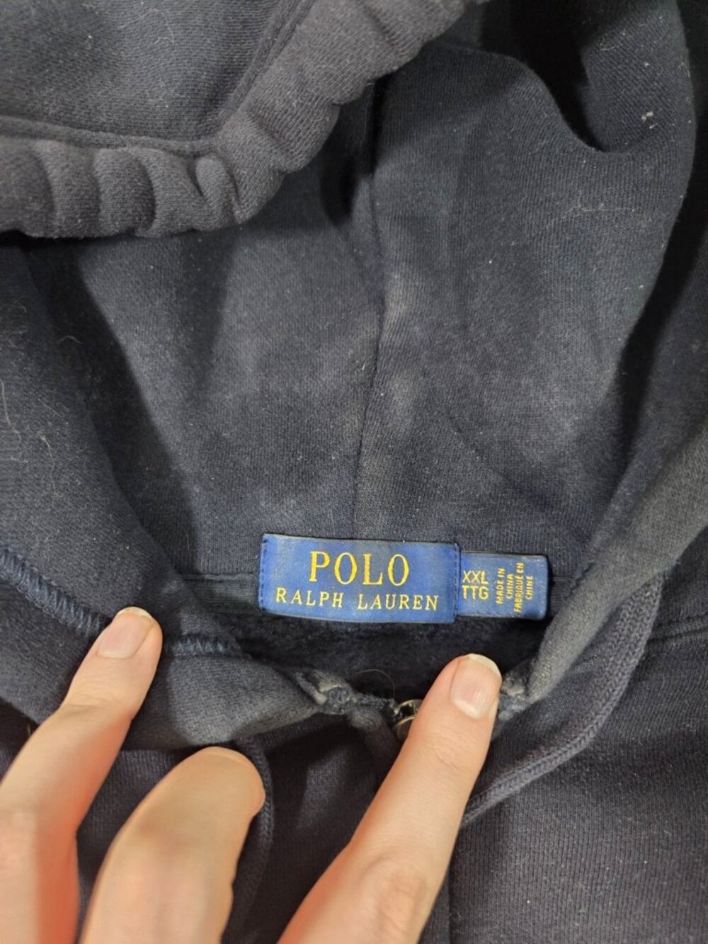 Polo Ralph Lauren ZIP Polo Bear Spellout Embroidered Hoodie Jacket Sz XXL Navy - Picture 4 of 7